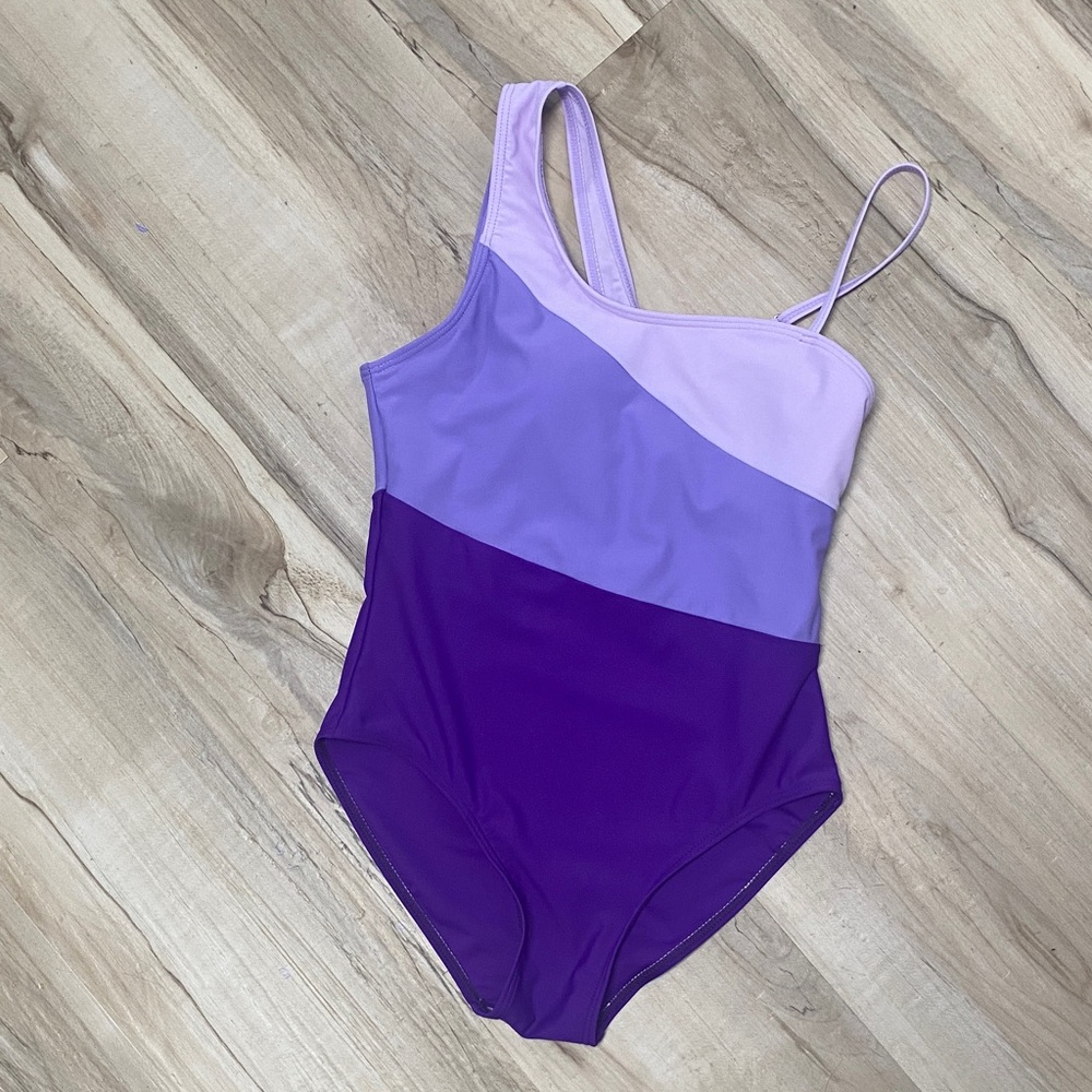 Chic Lavender and Purple Kids One Piece Swimsuit